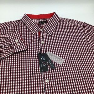 Galaxy Mens Slim Fit Long Sleeve Button Up Shirt Checkered Size 2XL NWT